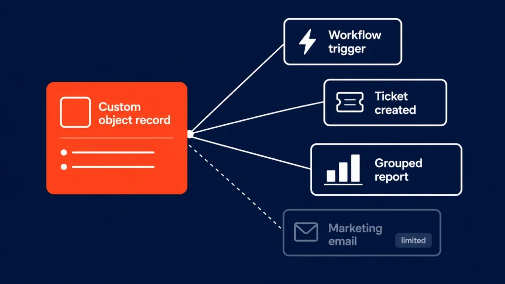 HubSpot custom objects workflow triggers and reporting in the HubSpot custom report builder