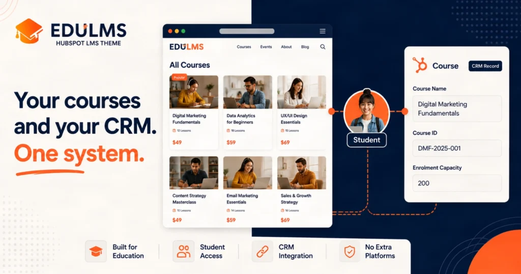 EDULMS HubSpot LMS theme for edtech startups and training businesses