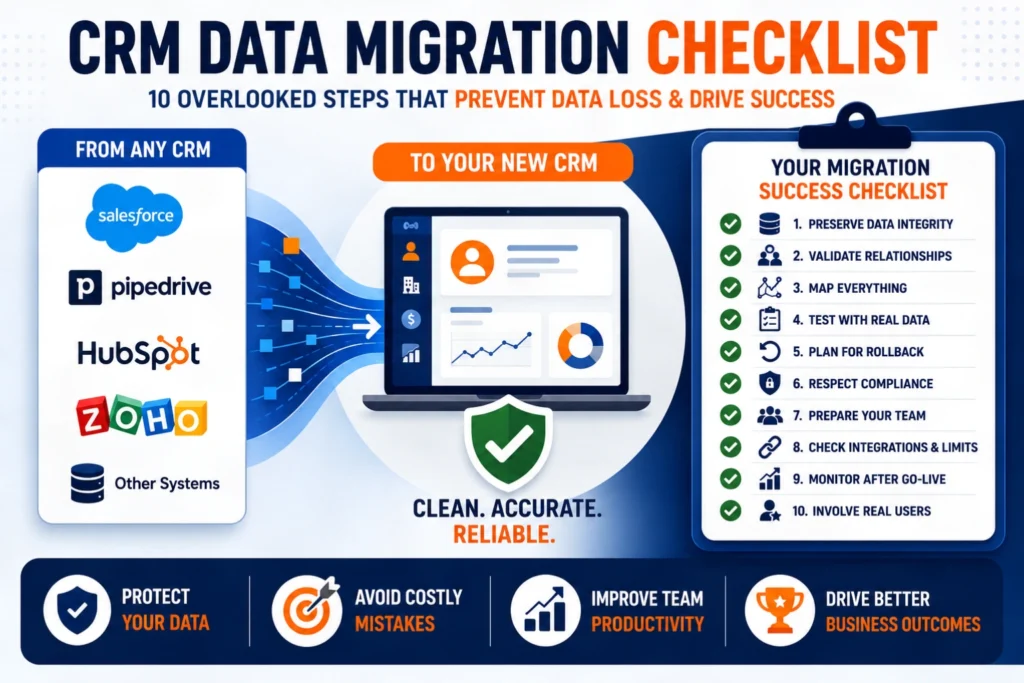 CRM data migration checklist overview.