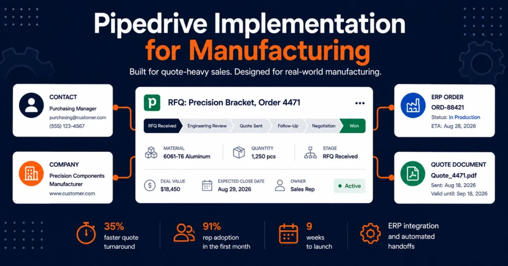 Pipedrive implementation for manufacturing sales pipeline